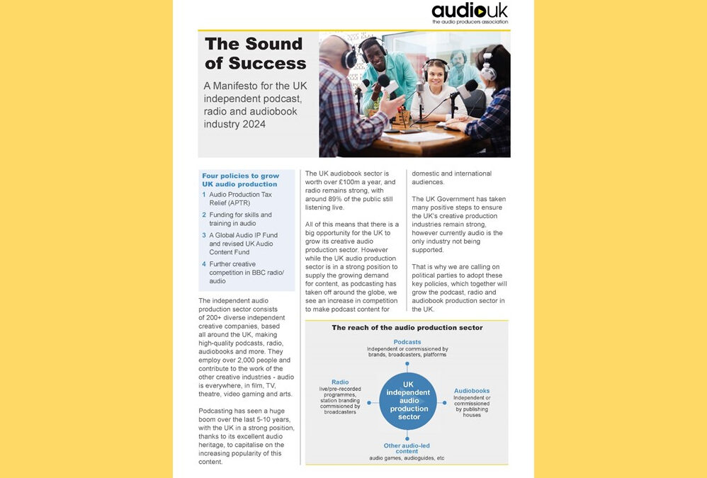 AudioUK launches 2024 manifesto for UK podcast, radio and audiobook